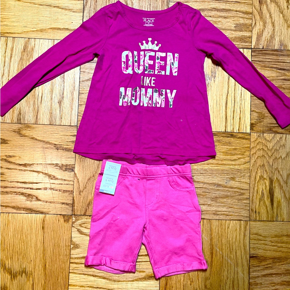 Hot pink girls top and short set